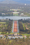 View from Mt Ainslie of the War Memorial and Parliament House