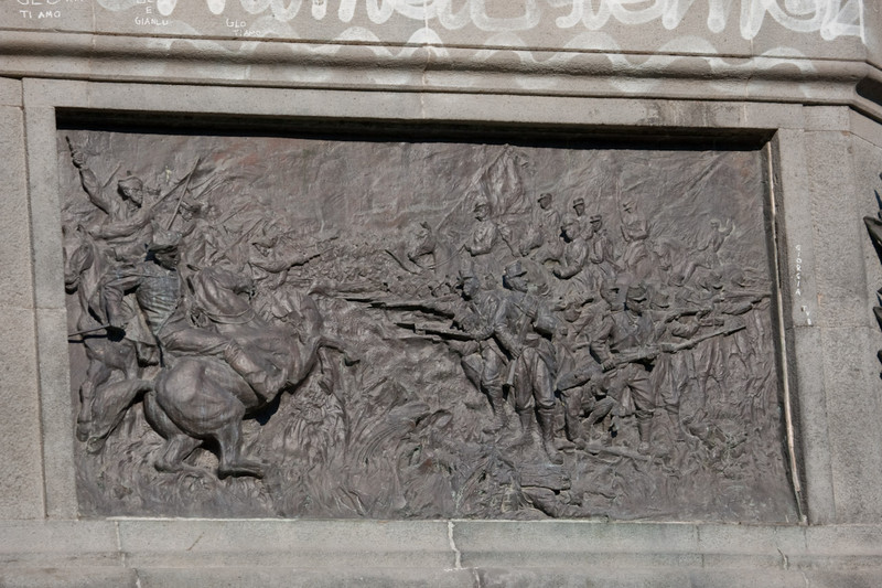 bas relief in base of statue in Piazza Roma